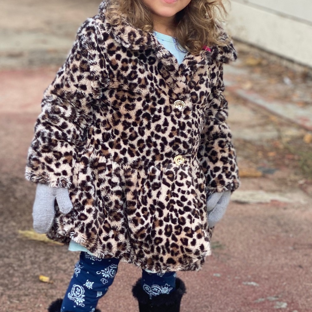 Fuzzy leopard print toddler jacket
